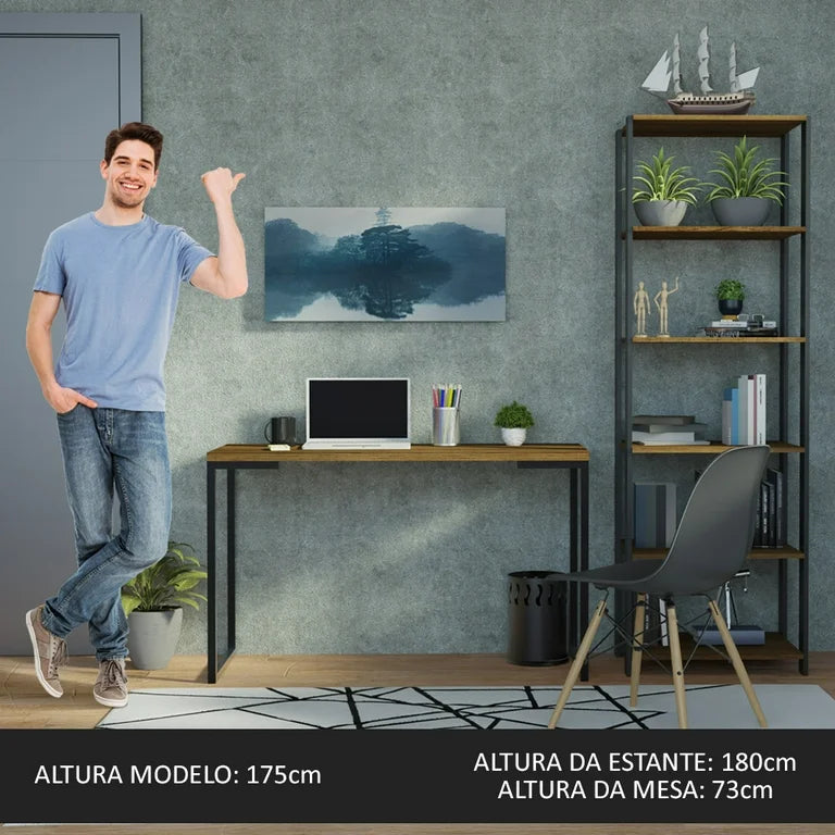 Conjunto de Mesa Industrial + Estantería