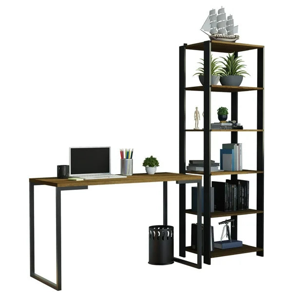 Conjunto de Mesa Industrial + Estantería